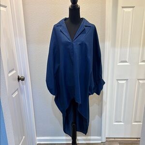 Navy Blue Oversized Shirt Dress